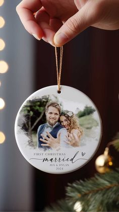 Make your first Christmas as newlyweds unforgettable with a watercolor photo ornament. A beautiful way to celebrate your love and create holiday memories that last Christmas Decoration Items, Holiday Memories, Stylish Gifts