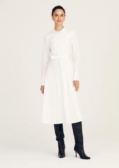 Annette Long Sleeve Pleated Shirt Dress |  Women's Dress by Derek Lam 10 Crosby Denim Sweater Jacket, Pleated Shirt Dress, Pleated Shirt, Derek Lam 10 Crosby, Denim Sweater, Derek Lam, Sweater Sale, Top Sales, Jacket Sale