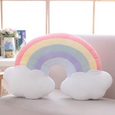 Coussin Nuage Arc en Ciel Moon Rainbow, Rainbow Plush, Rainbow Pillow, Plush Cushion, Rainbow Room, Shaped Pillow, Cushion Sofa, Rainbow Star