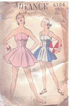 a woman's dress pattern from the 1950's is shown in this image