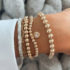 14K Gold Filled 4mm Ball Bracelet With a Crystal Heart Charm All My Heart, Gold Wrap, Fool Gold, Bracelet Crystal, Ball Bracelet, Sell Gold, Sweater Gift, With All My Heart, Contemporary Jewelry