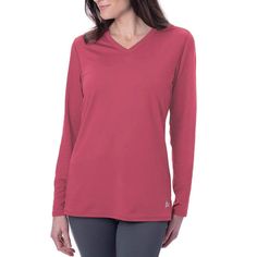 Women's Cooling V-Neck Long Sleeve Shirt Fall Sports V-neck Tops, Solid Color V-neck Athleisure Top, Athleisure V-neck Tops For Fall, Relaxed Fit V-neck Athleisure Activewear, Fall V-neck Athleisure Tops, Casual Relaxed Fit V-neck Activewear, Sporty V-neck T-shirt For Fall, Solid Moisture-wicking V-neck T-shirt, Solid V-neck T-shirt With Moisture-wicking