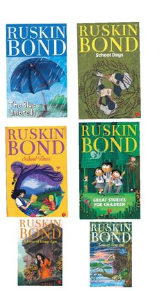 four books about russian bond, the blue umbrella, ruskin bond and school days