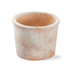 an old clay pot is shown on a white background, with no people around it