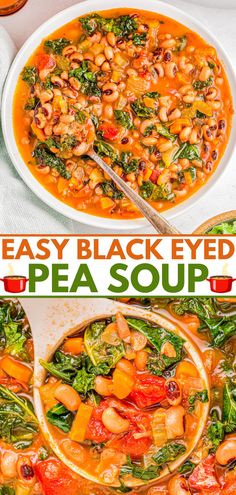 easy black eyed pea soup with spinach and carrots