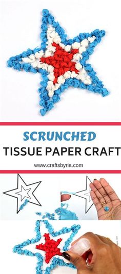 the instructions for how to crochet an origami star with tissue paper