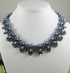 Traditional Blue Multi-strand Beaded Necklaces, Luxury Gray Pearl Necklace, Gray Beaded Multi-strand Jewelry, Blue Multi-strand Necklace With Large Beads, Lavender Necklace, Blue Beaded Multi-strand Crystal Necklace, Super Duo Beads, Chunky Pearls, Duo Beads