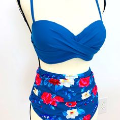 Nwt Cupshe High Waisted Ruched Floral Print Bikini Bottoms Cross Pleated Detail Top With Padding Adjustable Straps Color In Photo Is Not True Color, It Is More A Teal Blue Color New With Tags Never Been Worn Hygienic Liner Still In Place Smoke Free Home Summer Tankini With Ruched Underwire, Summer Ruched Tankini With Underwire, Summer Ruched Underwire Tankini, Blue Ruched Stretch Swimwear, Fitted Ruched Tankini For Beach, Blue Lined Tankini For Poolside, Blue Ruched Underwire Swimwear, Poolside Blue Lined Tankini, Blue Ruched Tankini For Beach Party