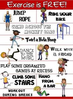 an exercise poster with different activities for kids