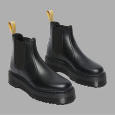 No Animal Products Are Used In Our Vegan-Friendly Chelsea Boot. Constructed From Our Synthetic Felix Rub Off Leather. As Strong And Durable As You Would Expect From Dm’s. Easy On And Off Access With The Elasticated Side Panels. Standing Tall On Our Stacked Quad Bex Sole. 100% Vegan. No Compromise On Attitude. Dr Martens Platform Boots Men, Platform Chelsea Boots, Chelsea Boots Women, Vegan Shoes, Stand Tall, Panel Siding, Chelsea Boots, Athletic Shoes, Womens Boots