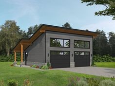 a two car garage is shown in this rendering