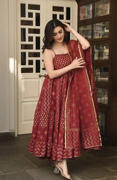 Bday Dress, Red Anarkali, Indian Wedding Fashion, Diwali Outfits, Partywear Dresses, Simple Kurta Designs