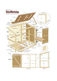 the plans for a chicken coop are shown in this image, with instructions to build it