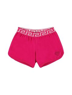 Elastic waistband. Logo details Summer Stretch Bottoms With Logo Waistband, Summer Athleisure Bottoms With Logo Waistband, Logo Waistband Summer Shorts, Fitted Summer Bottoms With Logo Waistband, Fitted Bottoms With Logo Waistband For Summer, Knitwear Outfit, Stella Mccartney Kids, Swimwear Cover, Kids Branding