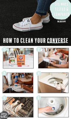 the steps to clean your converse shoes with vinegar and baking soda, water, dishwasher, etc