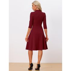 In a timeless classic design, this simple but elegant sheath dress adds to your choice for the upcoming seasons. Stylish and lightweight material easily shows your body curve and elongates your legs. Pair it with heels and you can build a retro elegant look. You can also add a coat/trench coat in fall and winter. Suitable for summer/autumn/spring and many occasions, such as Work, Office, Urban Casual, Coffee Shop, Daily, Date, Business, Formal, Weekend, etc. Red 3/4 Sleeve Dress For Work, Elegant Red Midi Dress With 3/4 Sleeves, Red Midi Dress With 3/4 Sleeves, Solid Color Office Dress With 3/4 Sleeve, Half Sleeve Midi Dress For Formal Occasions, Knee-length Dress For Business Casual, Elegant Solid Color Half Sleeve Midi Dress, Solid Color 3/4 Sleeve Midi Dress For Work, Elegant Red Half Sleeve Midi Dress