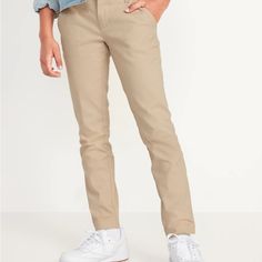 New W/Tags Brand: Old Navy Chino/Uniform Slacks Khaki/Beige Flat Front Adjustable Waist Skinny Snap & Zipper Closure Straight Leg 2 Front Pockets, Faux Pockets On Back Size 8 Macys Outfits, Khaki Uniform Pants, School Uniform Pants, Old Navy Outfits, School Uniform Kids, Navy Uniforms, Uniform Pants, Seersucker Pants, Navy And Khaki