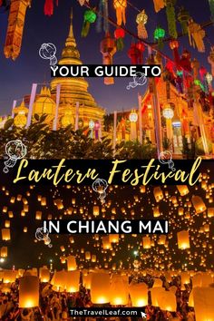 lanterns in the sky with text overlay that reads your guide to lantern festival in chinatown