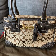 This Coach Brown Canvas And Leather Satchel Is New And Never Used! Comes With Dustbag. Perfect For Any Outfit! Brown Canvas, Leather Satchel, Michael Kors Monogram, Coach Bags, Satchel, Dust Bag, Bag Lady, Brand New, Canvas