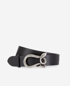 Black leather belt with snake buckle for women | The Kooples - US Luxury Silver Belt With Buckle Closure, Silver Leather Belt With Buckle Closure, Silver Belt With Buckle Closure For Formal Occasions, Adjustable Silver Belt With Buckle Closure, Snake Belt, Black Leather Belt, The Kooples, Leather Buckle, Modern Outfits