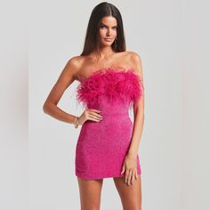 Brand New With Tags. Retrofete Sequin Feather Dress. Size Xl. See Description In The Picture Gallery. Retail Price: $695.00 Hot Pink Bodycon Dress, Xmas Party Dresses, Hot Pink Bodycon, Pink Bodycon Dresses, Sequin Party Dress, Women's Evening Dresses, Feather Dress, Sequin Mini Dress, Tube Dress