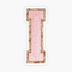 the letter i in pink and gold glitter sticker