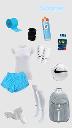 the contents of a soccer uniform are shown in this image