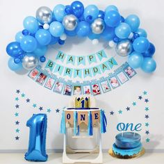 1st Birthday Decorations Boy, First Birthday Balloons, Birthday Decorations At Home, Boy Birthday Decorations, Baby Birthday Decorations, Simple Birthday Decorations, First Birthday Party Decorations, 1st Birthday Themes