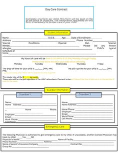 a form of emergency contact for children with an image of the child's name on it