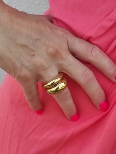 Dome Rings, Pressed Metal, Mohs Scale, Wide Ring, Gold Statement Ring, Golden Ring, Stylish Rings, Natural Gold, Rings Gold