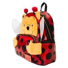 What’s more precious than polka dots and pompoms? Winnie the Pooh dressed as a ladybug, of course! Wearing an adorable costume, this silly old bear is ready to join his pals for a night of dressed-up fun. Look closely, and you’ll spot his wings ready to take flight! This mini backpack has plenty of room for storing sweets and makes the perfect companion for any Halloween adventure.•This backpack is an officially licensed Disney product.•Made of metallic vegan leather (polyurethane)•Adjustable sh Ladybug Cosplay, Lounge Fly, Pooh Dress, Halloween Adventure, A Ladybug, Disney Bags, Lilo Et Stitch, Backpack Gift, Loungefly Bag