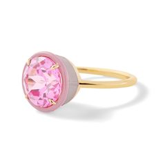 Make a statement day or night. This ring adds the perfect amount of sparkle to any occasion. Customize with your choice of round-shaped lab-created gemstone with matching two-tone colored enamel. Rose Gold Enamel Promise Ring, Elegant Enamel Round Promise Ring, Elegant Round Enamel Promise Ring, Luxury Round Enamel Promise Ring, Anniversary Enamel Ring With Bezel Setting, Luxury Enamel Promise Ring, White Gold Enamel Round Rings, Elegant Diamond Ring With Enamel, Formal Round Enamel Diamond Ring