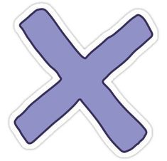 the letter x sticker is purple and has an x in it's center