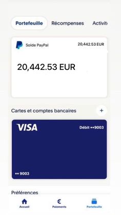 the visa card is being displayed on an iphone screen, and it appears to be in french