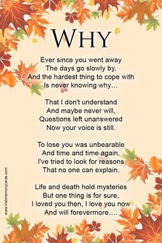 an autumn poem with leaves on it