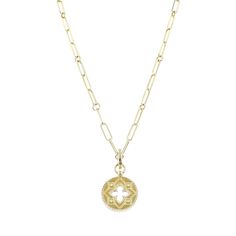 Roberto Coin 18K Venetian Princess Small Medallion with Flower Cutout Diamond Accent Roberto Coin Jewelry, Flower Cutout, Gold Medallion, Princess Collection, Cutout Design, Roberto Coin, Primary Colors, Jewelry Accessories, Yellow Gold