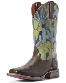 Ariat Womens Circuit Savanna Desert Western Boots - Wide Square Toe, Brown Ariat Women, Leather Cushion, Western Boot, Cactus Print, Wide Boots, Western Boots, Full Grain Leather, Cowboy Boots, Circuit