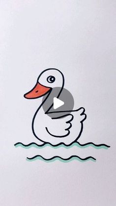 a drawing of a duck in the water