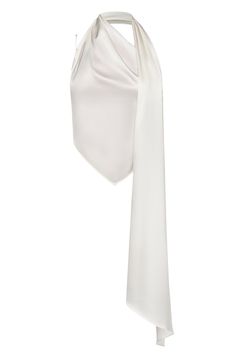 Organic silk blouse with a neck scarf. Open back with a thin tie fastening. Color: white Shell: 94% Silk, 6% Elastane Made in Georgia White Silk Scarf, Scarf Blouse, Show Look, White Silk Blouse, Silk Neck Scarf, Pockets Details, White Scarves, Scarf Shirt, Making Clothes