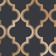 a black and gold wallpaper with an intricate design