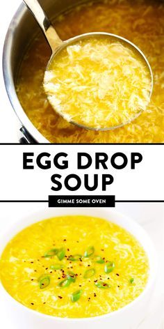 an egg drop soup in a white bowl