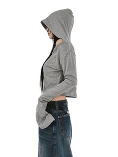 PRODUCT DETAILSHoodie by DYSTOPIɅN ™️ Off-shoulder design Elegant draped hood Extra-long sleeves Cropped waist Soft and stretchy gray wash cotton High-quality fabric SIZE & FITAvailable in sizes S, M, L, offers a relaxed, cropped fit that hugs the torso while offering freedom of movement in the arms with its oversized sleeves.LOOK AFTER MEMachine wash cold, tumble dry low.ABOUT MECrafted from a soft cotton-blend fabric that’s breathable and comfortable, perfect for year-round wear.Fabric: 85% Co Oversized Sleeves, Elegant Drapes, Extra Long Sleeves, Grey Wash, Shoulder Design, Cropped Hoodie, Extra Long, Short Tops, Short Sleeves Tops