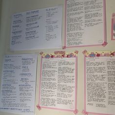 the menus are lined up on the wall