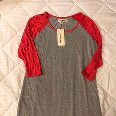 Red And Gray Shirt Red Stretch Shirt For Summer, Gray Shirt, Grey Shirt, Red And Grey, Shirt Color, Gray Color, Colorful Shirts, Long Sleeve Tees, Tops & Tees