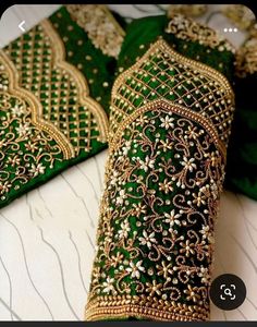 Zardosi Blouse, Blouse Aari Work, Blouse For Wedding, Green Blouse Designs, Maggam Blouse, Lace Blouse Design, Latest Blouse Designs Pattern, Traditional Blouse Designs