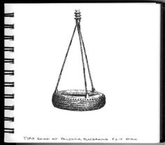 a drawing of a tire swing hanging from a rope with the caption, this is an illustration