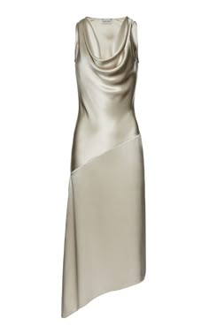 Find MAGDA BUTRYM Silk Asymmetrical Midi Dress Fr 40 on Editorialist. Magda Butrym - Silk Asymmetrical Midi Dress - Nude - FR 40 The Neptunes, Beige Silk Dress, Ysl Dress, Evening Party Outfit, Monochromatic Fashion, A Line Cocktail Dress, Asymmetrical Midi Dress, Cocktail Outfit, Crocodile Bags