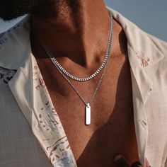 Necklace Stack Men, Silver Pendants For Men, Waterproof Necklaces, Marvel Store, Geometric Pendant Necklace, Necklaces For Men, Necklaces Silver, Compass Pendant, Bar Pendant Necklace