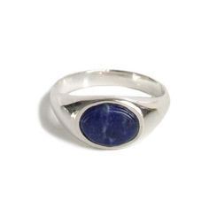 Serving as the mini flat top, the 'artie' features an oval flat top set with a 8 mm x 6 mm sodalite, incorporating the element of shape into a minimalist design. Available in sterling silver and yellow brass finishes, this ring is perfect to pop onto your pinky finger and go. 8x6 mm oval Sodalite Available in Sterling Silver & Yellow Brass No two stones are alike Made in New York City Made to order, please allow 5-10 business days for production