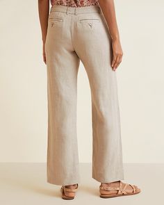 We revisited these linen trousers, your forever style staple, and improved the fit to give you even more to love. The rest remains the same: the classic lines of the Hepburn-esque silhouette make legs look miles long. Classic fit. Mid rise. Contoured waistband. Belt loops. Zip fly; button closure. Front slash pockets. Back welt pockets. Full length; straight leg. 31 inch inseam. 100% linen. Women's classic linen pants by Garnet Hill. Relaxed Fit Mid-rise Linen Bottoms, Spring Mid-rise Linen Pants, Classic Full-length Linen Wide Leg Pants, Classic Full Length Linen Wide Leg Pants, Classic Full Length Wide Leg Linen Pants, Mid-rise Linen Workwear Bottoms, Mid-rise Linen Bottoms For Work, Summer Linen Mid-rise Bottoms, Mid-rise Linen Bottoms For Summer